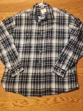 M67 Windridge Plaid Button-Up Navy, Red & White casual shirt- long sleeves